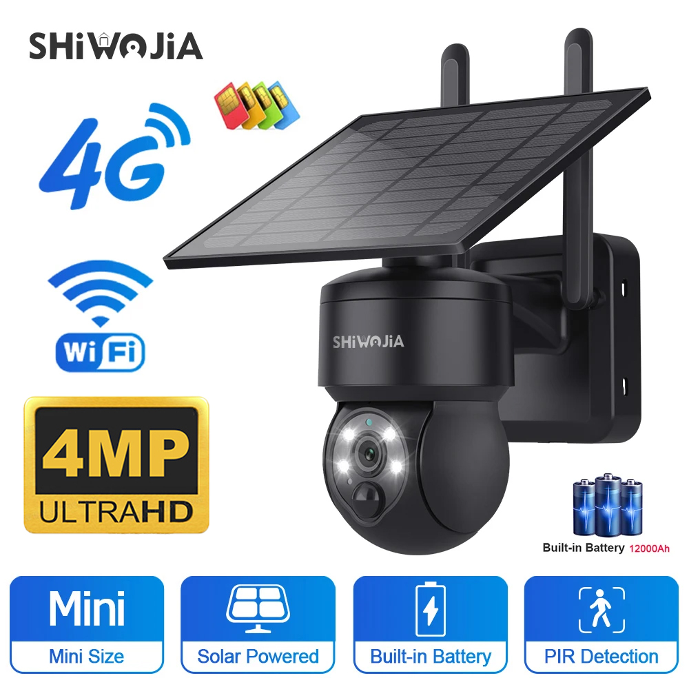 Camera Solar Wireless - SHIWOJIA WIFI Wireless PTZ Solar Camera