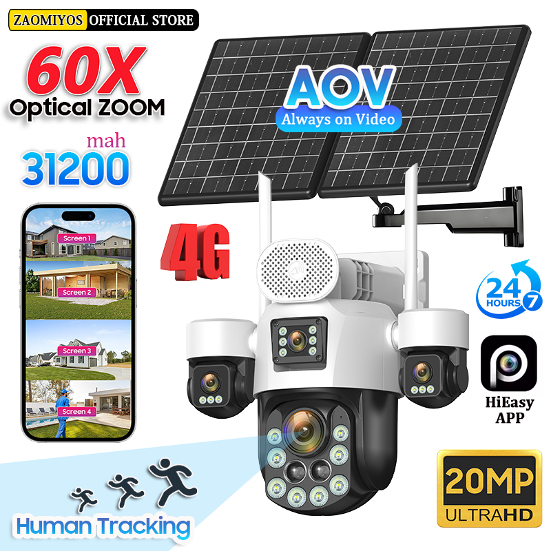 Home Security Gadgets - 4 Lens Outdoor 360° Surveillance Solar