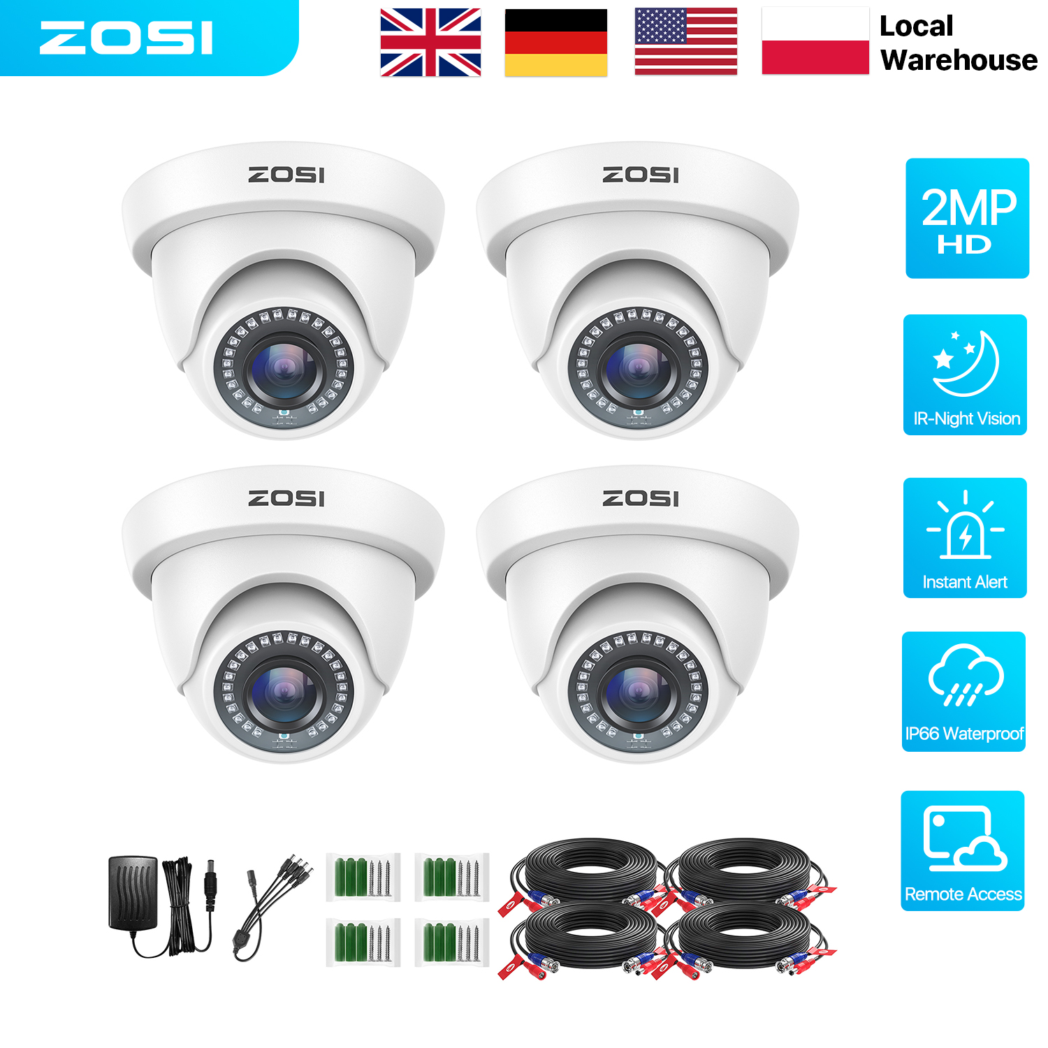ZOSI 4 Pack 1080P 1920TVL HD-T - Home Security Uk recensione e prezzo
